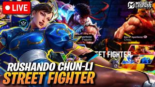 🔴 RUSHANDO CHUN-LI SKIN STREET FIGHTER COM O CHAT | Mobile Legends Ao Vivo