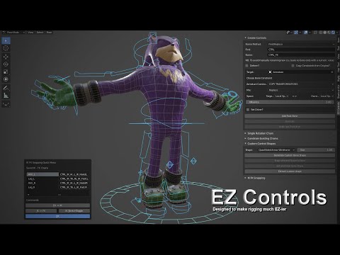 Blender 2.83 EZ Controls - Blender Rigging assistant and IKFK Snapping solution for custom rigs