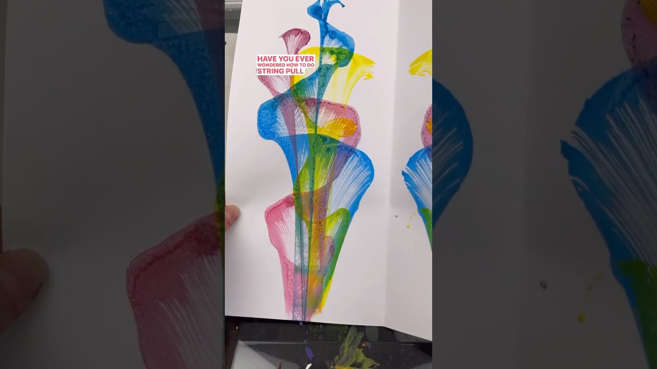 How to paint with string pulling! 🎨😱 #art #easypainting #howto #tutorials #diy #stringart