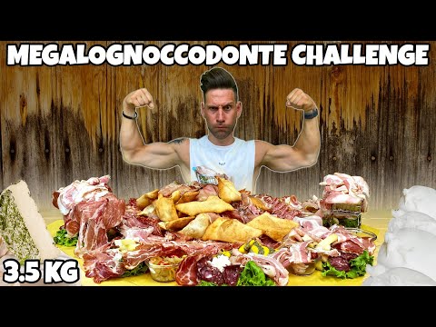 CHALLENGE FRIED GNOCCO of SALAMI and CHEESE - (MEGALOGNOCCODONTE) - MAN VS FOOD