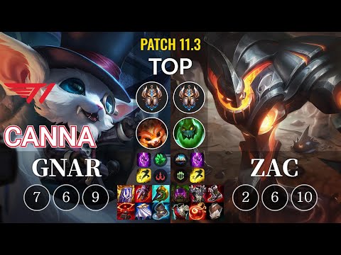 T1 Canna Gnar vs Zac Top - KR Patch 11.3