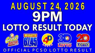 9pm Lotto Result Today August 24 2026 PCSO