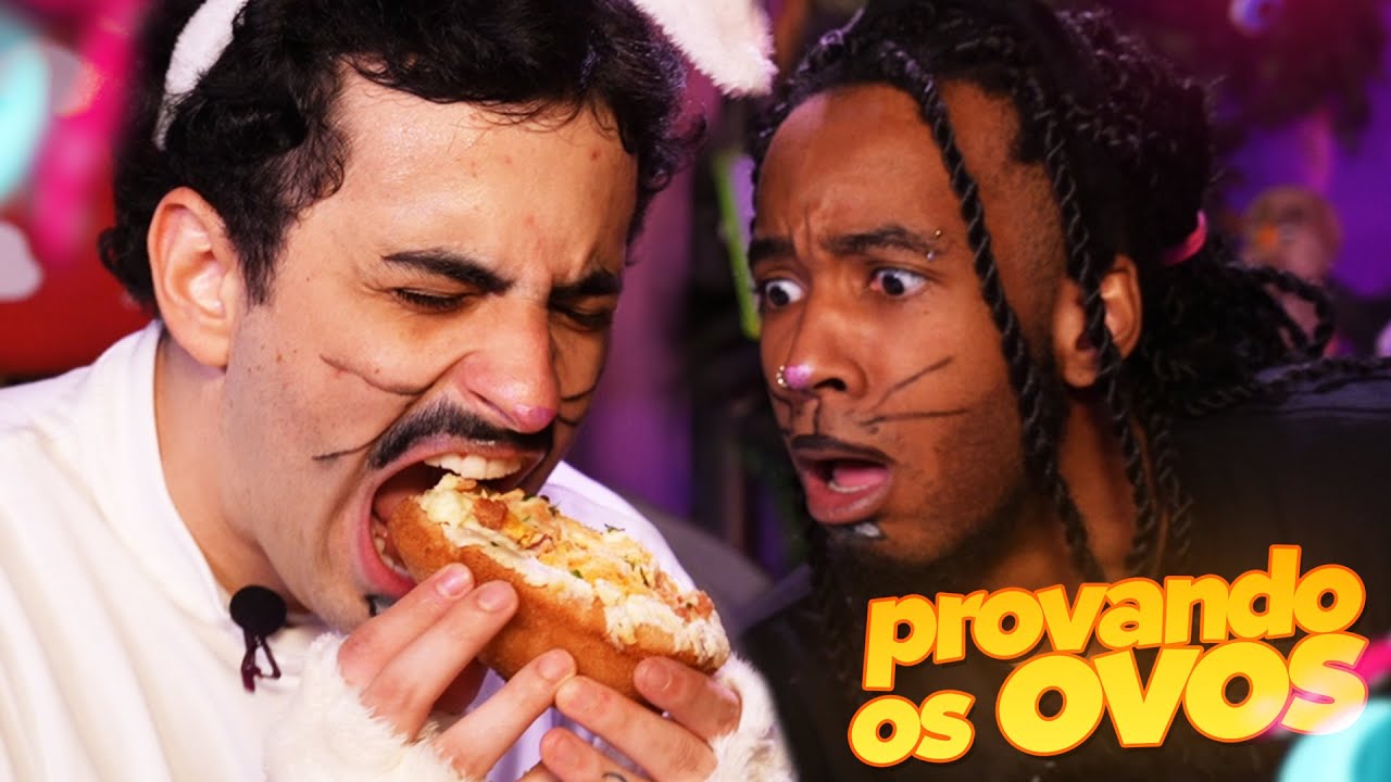 colocando ovos estranhos na boca