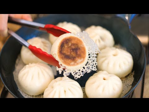 Fluffy Pan Fried Beef Buns w/ Crispy Bottom