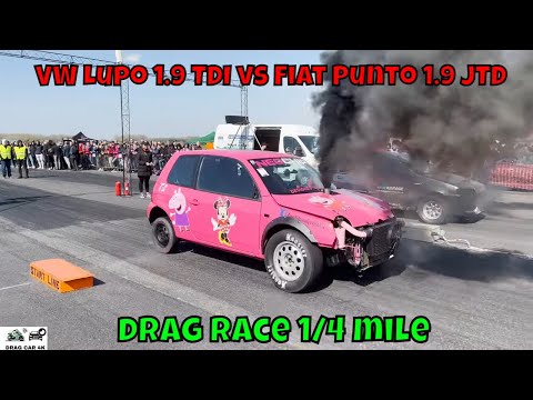 VW Lupo 1.9 TDI vs Fiat Punto 1.9 JTD drag race 1/4 mile 🚦🚗 - 4K UHD