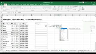 How To Use Yearfrac Function In Excel | How to get difference in year between specific date in Excel