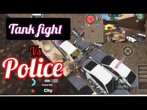 tank fight with police in rope hero vice town game