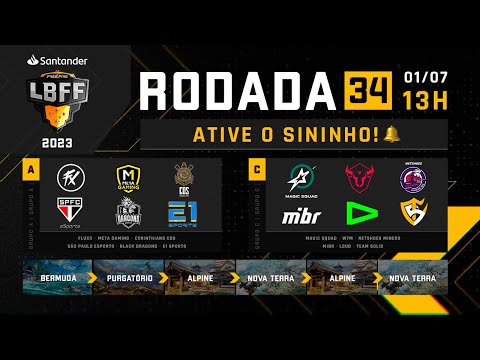 LBFF 2023 RODADA 34 AO VIVO - GRUPOS A E C | FREE FIRE ESPORTS BRASIL