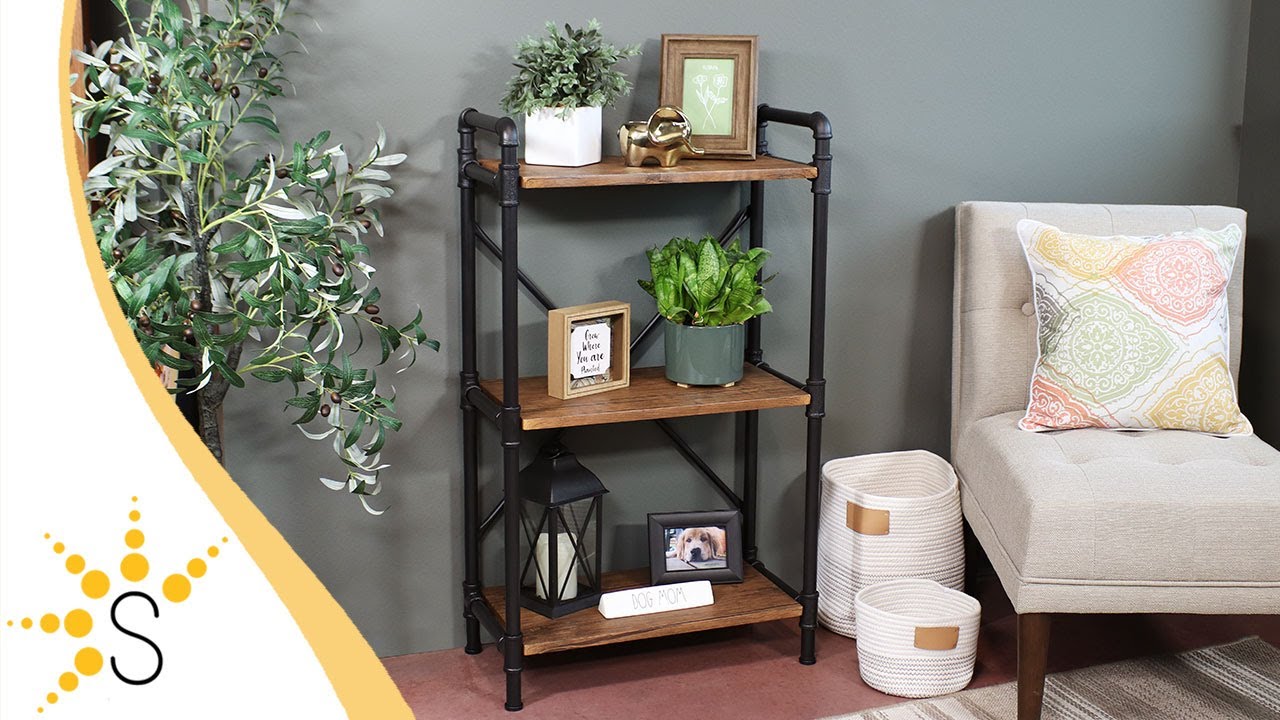 Sunnydaze 3-Tier Freestanding Bookshelf - Industrial Pipe Style Frame-JAH-409