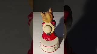 Schmid Music Box Cat w/Bear Gordon Frazer Figurine Plays Song Thank Heaven For Little Girls