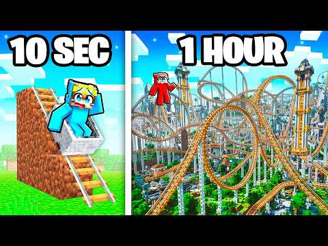 10 Seconds vs 1 Hour GIANT ROLLER COASTER Build Challenge!
