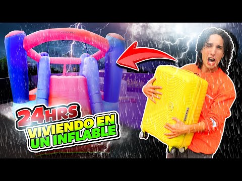 24 HORAS EN BRINCOLÍN INFLABLE EN MEDIO DE UNA *TORMENTA*😰