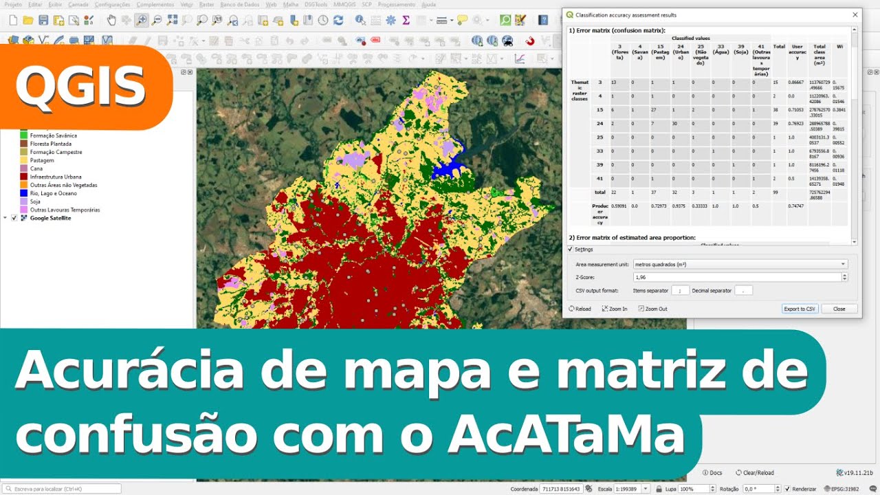 Acurácia de mapa e matriz de confusão com o plugin AcATaMa no QGIS