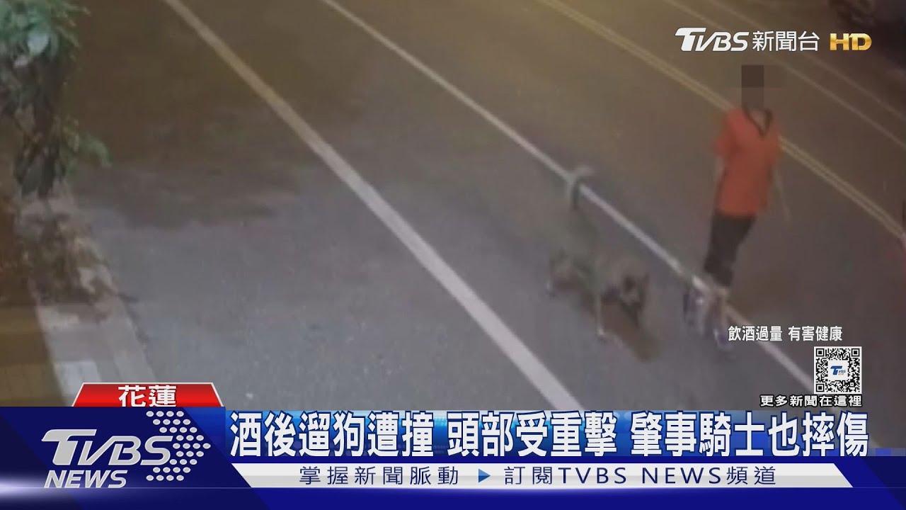 酒後遛狗遭撞!頭部受重擊 肇事騎士也摔傷