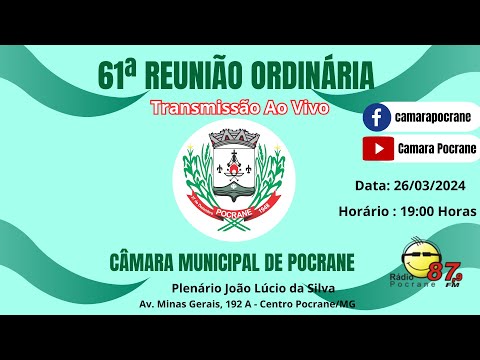 61ª Reunião Ordinária - Câmara Municipal de Pocrane