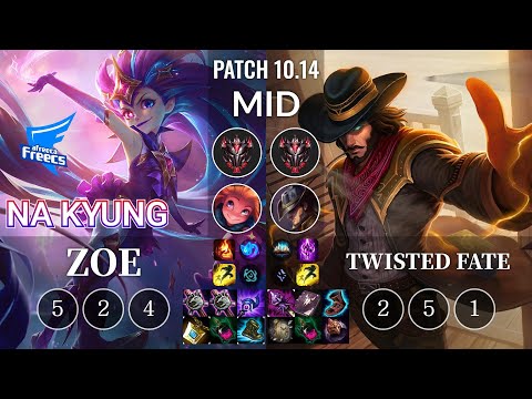 AF Na Kyung Zoe vs Twisted Fate Mid - KR Patch 10.14
