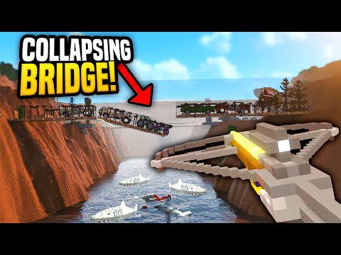 CANYON BRIDGE COLLAPSES WITH SHARKS BELOW - Teardown Mods Gameplay