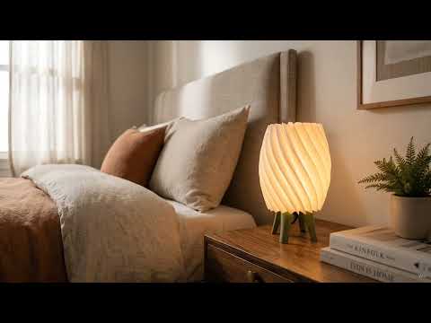Luminária de Mesa Amanda Minimalista com Design Orgânico — vídeo