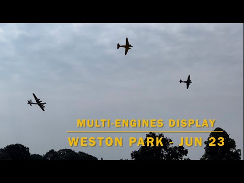 Large RC Bombers (with bomb drop) over Weston Park Model Airshow! - Dakota, B50 and SM79 - June 2023