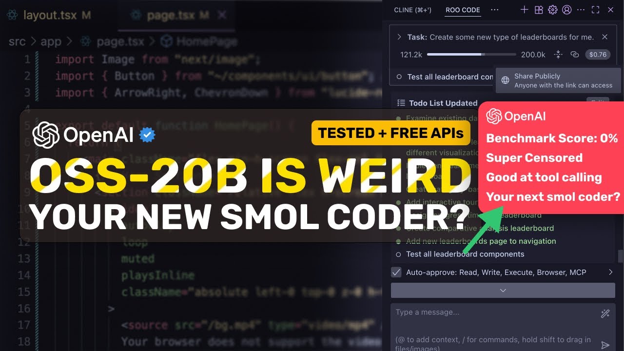 OpenAI OSS-20B (Fully Tested) + Free APIs: This Model is very weird! Can it be your next AI Coder?