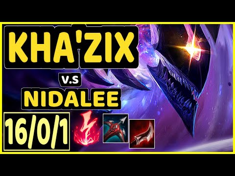 SKEANZ (KHA'ZIX) vs NIDALEE - QUADRAKILL 16/0/1 KDA JUNGLE GAMEPLAY - EUW Ranked MASTER