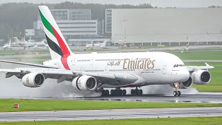 (4K) Schiphol Plane spotting - 5x Emirates planes landing! A380, 77W & 77F