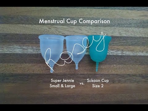 Super Jennie (Small and Large) vs. Sckoon (Size 2) - Menstrual Cup Comparison