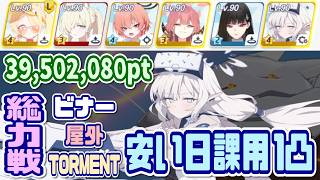 【ブルアカ】TORMENT：安い日課用 総力戦ビナー屋外1凸 39,502,080pt 【ブルーアーカイブ】