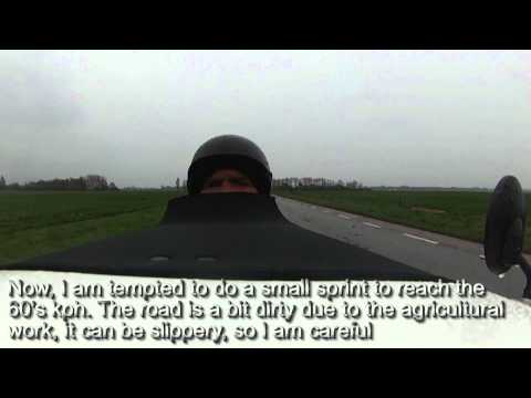 A stormy commute by velomobiel: the side wind effect and a sprint