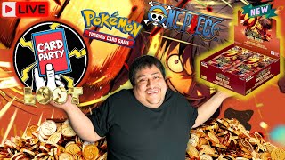 Card Party 2025 Loot Haul Reveal + One Piece The Best PRB02 Live Booster Box Rip + Pokémon???