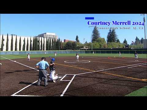 Courtney Merrell 2024 - First at bat, first HS game, first Single!