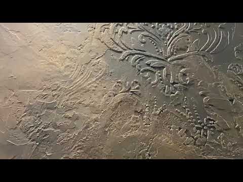 Stencil con marmorino e finitura bronzo e rame.