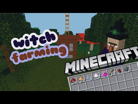Witch farming in Minecraft pocket edition | Redstone, glowstone dust and potions farming.