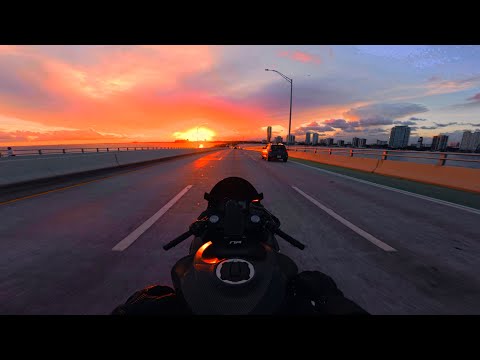 Miami Sunset Ride Kawasaki Ninja ZX6R (Pure sound - no music) 5K Special