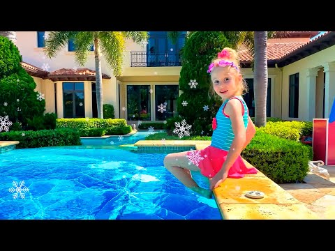 Nastya learns to swim in the pool and under the sea - Safety Precautions for kids