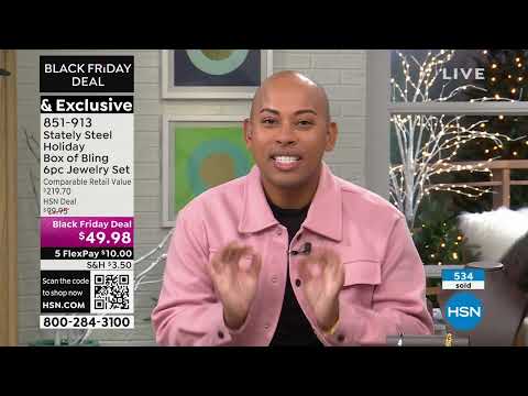 Stately Steel Holiday Box of Bling 6piece Jewelry Set