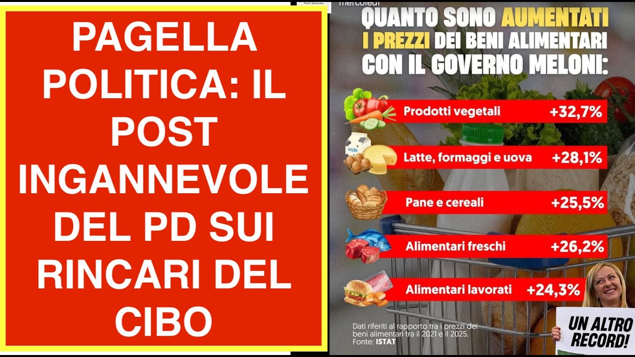 PAGELLA POLITICA: IL POST INGANNEVOLE DEL PD SUI RINCARI DEL CIBO