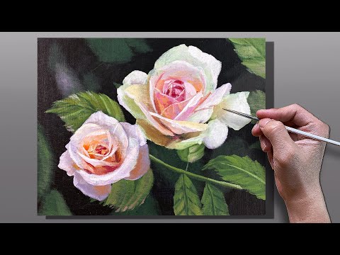 How to Paint White Roses / Acrylic Painting / Correa Art