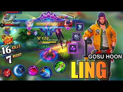 16Kills Ultra Fast Hand! | Ling Best Build 2020 | Ling Gameplay by Gosu Hoon | Mobile Legends ✓
