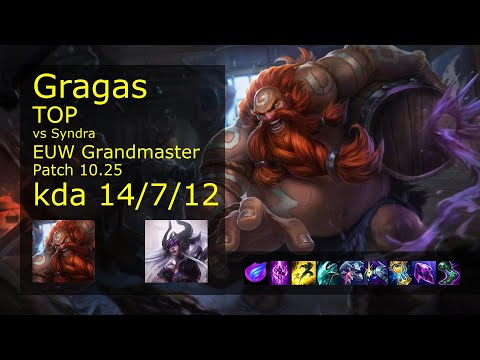 Gragas vs Syndra Top - EUW Grandmaster 14/7/12 Patch 10.25 Gameplay