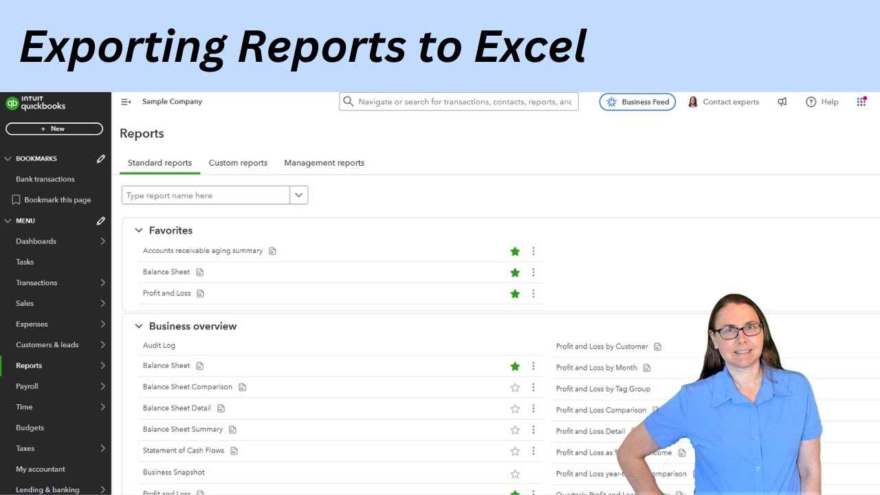 Exporting Reports to Excel from QuickBooks Online