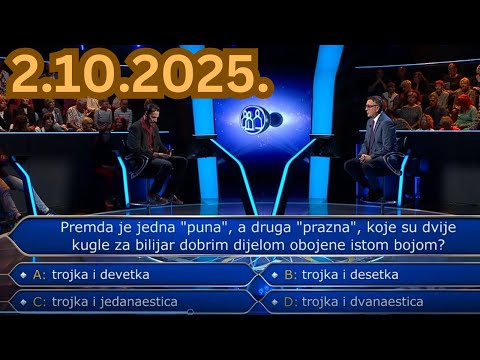 Tko želi biti milijunaš - 2.10.2025. - Prva epizoda nove sezone
