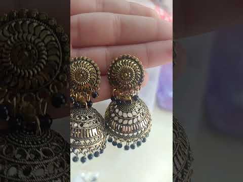 black coloured chumki earrings