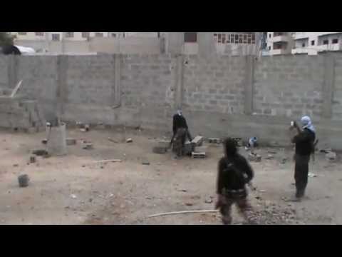 استهداف كتيبة عمر بن عبد العزيز ولواء أسود التوحيد بقذائف الهاون مواقع قوات النظام والشبيحة في شارع نسرين في مدينة دمشق