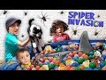 OREO In The SHARK BALL PIT In Our SPIDER BASEMENT FUNnel Fam Ink Vision