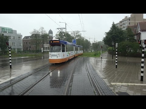 HTM tramlijn 9 Scheveningen Noorderstrand - Vrederust | regen | Veteranendag / Parkpop afroepinfo