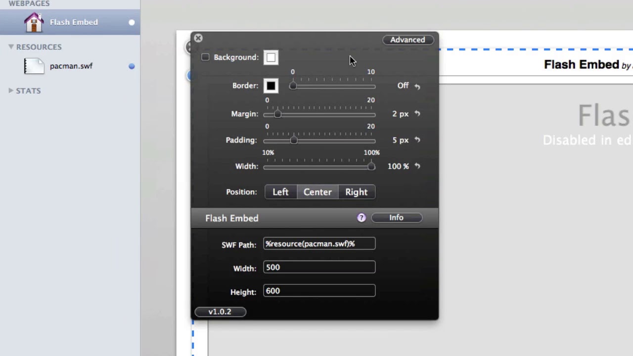 Flash Embed Stack for Rapidweaver