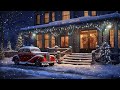 Vintage Oldies Music playing in a Snowy Coffee Shop Ambience (Winter & Snow Falling) ASMR