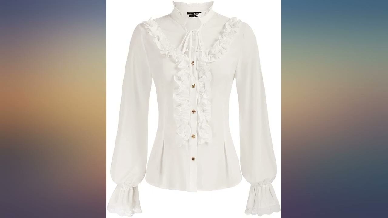Scarlet Darkness Women Vintage Victorian Shirt Ruffled Long Sleeves Shirt review