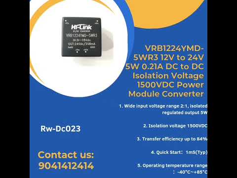 VRB1224YMD-5WR3 12V to 24V 5W 0.21A DC to DC Isolation Voltage 1500VDC Power Module Converter